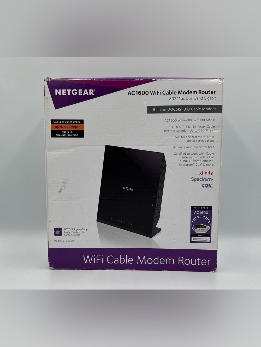 Netgear C6250 AC1600 WiFi Cable Modem Router Dual Band Wireless Gigabit Tested